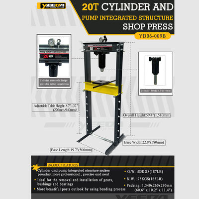 20-Tonne Hydraulic & Air Floor Press  Large Bearing Press-Fit + 13cm Ram Stroke