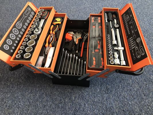 สามชั้นแบบพกพากล่องเครื่องมือเหล็ก Multi-Function ในครัวเรือนพับกล่องเก็บของฮาร์ดแวร์ Auto Repair Toolkit